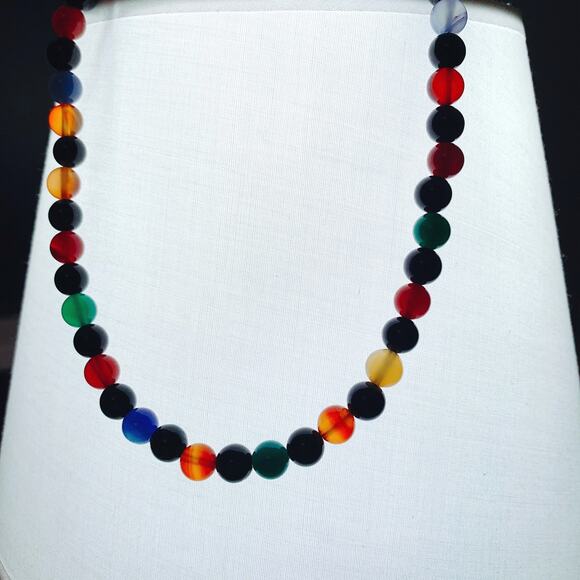 Signed DTR Jay King Sterling Silver Colorful Gemstone Chalcedony Beaded Necklace - Picture 11 of 16